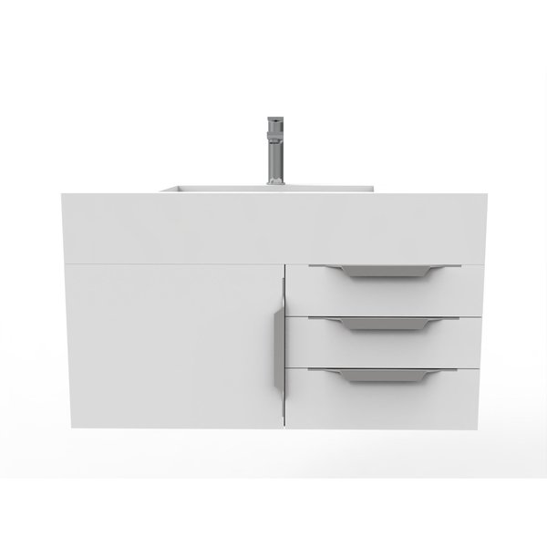 Castello Usa Nile 36" Wall Mounted Vanity With White Top Andand Chrome Handles CB-MC-36W-CHR-2053-WH